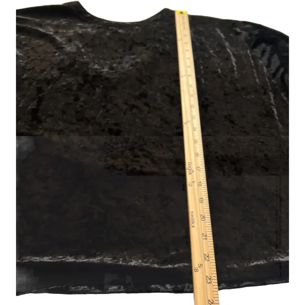 World Market Crushed Velvet Blouse Womens L/XL Black Batwing Pullover Whimsigoth